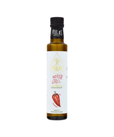 Pellas Nature Olive Oil Extra Vergine with chilli - olive oil cold -pressed test winner from Greece OK -Kosher without additives 250ml oil bottle Olive oil with chilli