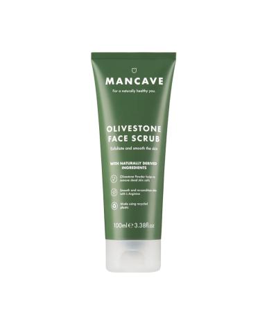ManCave Olivestone Face Scrub 100ml Exfoliates & Smoothes Fight dullness and dead-skin build up Natural effective smoothing exfoliants using Olive Stone Particles Vegan Made in England