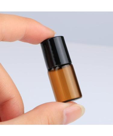 25 Pcs Mini Tiny Essential Oil Glass Roller Bottles - Refillable Aromatherapy Perfume Vials with Metal Rollerball - 2ml Amber Glass Roll On Bottles - Buy Online on SooperMarket.com
