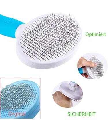 ShipeeKin Effective Grooming Dog/Cat Brush Detangling Comb for Dogs and Long-haired Cat with Cleaning Button against Knotted Hair Self Cleaning Brush for Pets with Medium and Long Hair L9-blue - Buy Online on SooperMarket.com