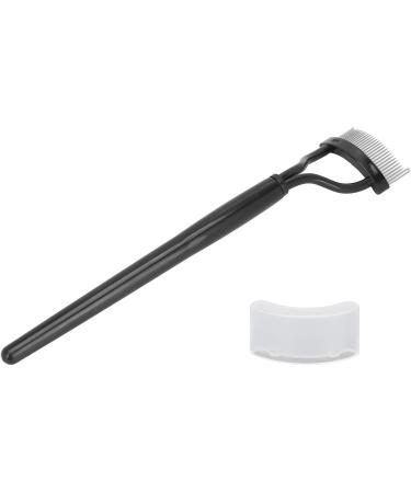 Verdant Touch Eyelash Brush Stainless Steel Eyelash Comb Curved Design Separate Cover Black Straight HandleBeauty Care - Buy Online on SooperMarket.com