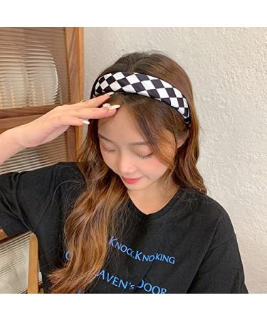 Black and White Plaid Padded Headband for Women - Buffalo Check Hairband for Christmas Party - Buy Online on SooperMarket.com