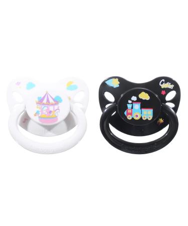 Landofgenie Printed Pacifier Adult Size Large Shield Pacifier 2 Paci Pack Black+White