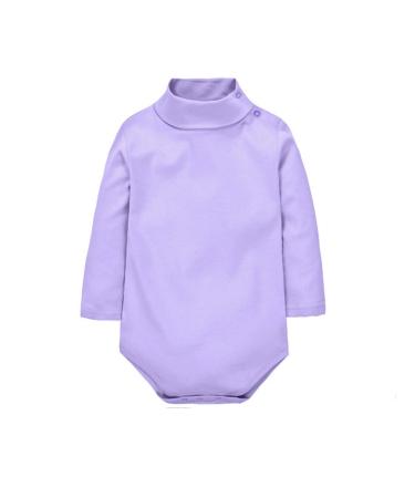 CuteOn Baby Boys Girls Turtleneck Cotton Bodysuit Jumpsuit Light Purple 1 Years 12 Months Light Purple