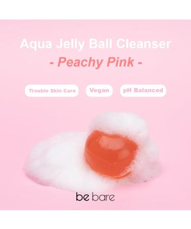 Be Bare Aqua Jelly Ball Cleanser - Daily Korean Face Wash for Dry Skin with AHA BHA & Allantoin - Hydrating Exfoliant - Peachy Pink (1.41oz - Buy Online on SooperMarket.com