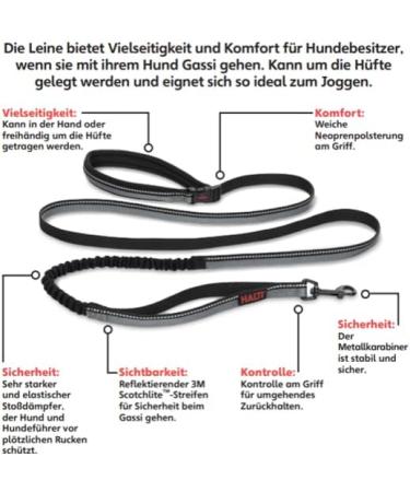 Halti Active Dog Leash with Neoprene Padding | 3m Reflective Shock Absorption Freehand Design for Running with Medium & Large Dogs - Size Large Black - Buy Online on SooperMarket.com