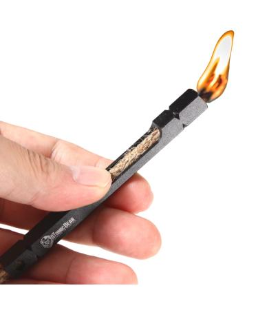 Fire Starter Survival Tool - Parrafin Wax Infused Hemp Fire Tinder Starter Rope and Tube - Bushcraft and Survival Tools- Use with Ferro Rod or Flint and Steel - 39" Long Wick Tinder Cord + Firewand