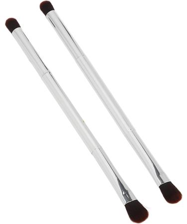 Makeup Brush Double Ended Eyeshadow Brush Soft Hair Silver Safe 2pcs for Travel for Women - Buy Online on SooperMarket.com