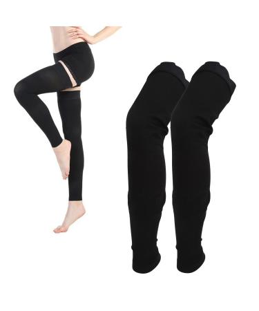 Black knee -high compression stockings oversize compression stockings blood circulation 23 32 mmHg support stockings for sporty running hiking for women and men