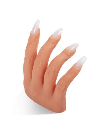 Professional Silicone Practice Half Hand for Acrylic Nails by Nail Nobility - Poseable Half Hand for Practicing Nail Art, Acrylic, Gel Techniques by Nail Techs Artists - Flexible, Reusable, Realistic