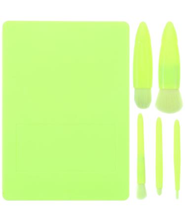 NOLITOY Travel Makeup Brush Set Complete Function Cosmetic Brushes Kit with Case and Mirror Cute Makeup Brush for Eyeshadow Powder Foundation Lipstick Green