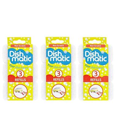 9 x Dishmatic Non Scratch White Refill Sponges Cleaning Scourer