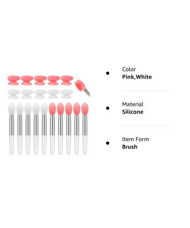 Newtay 20 Pcs Silicone Lip Brush Covers and Brushes for Lipsticks, Lip Gloss, Balm - Pink/White - Buy Online on SooperMarket.com