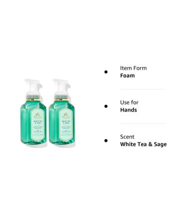 Bath & Body Works White Tea & Sage Foaming Hand Soap 2-Pack - 17.5oz White Sage Scent - Gentle Formula - 8.75oz Each - Buy Online on SooperMarket.com