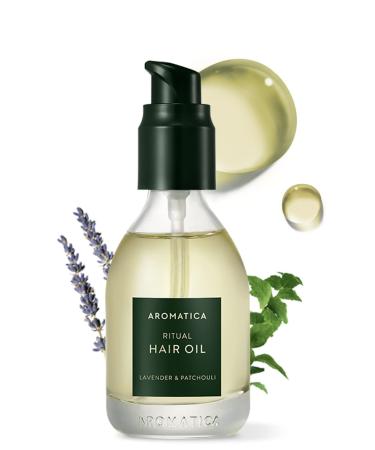 AROMATICA Ritual Hair Oil Lavender & Patchouli 50ml / 1.6 fl. oz. Nourishing Hair Oil for Dry and Damaged Hair  Silicone Free  No Artificial Fragrance Added