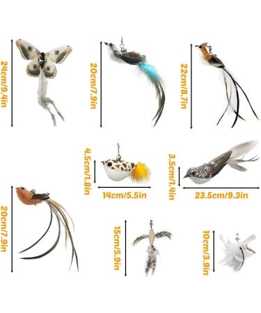 DONGKER 8pcs Cat Rod Replacement Feathers Interactive Cat Replacement Feathers With Bell for Cat Wand Toys Chasing Toys - Buy Online on SooperMarket.com