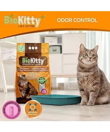 BioKitty Clumping Cat Litter Highly Absorbent Natural Mineral Bentonite Cat Sand Litter Scented Long Lasting Odour Control Cat Litter Cat Litter Clumping 10L (Baby Powder) Baby Powder Pack 1 - Buy Online on SooperMarket.com