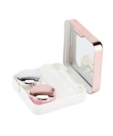 Dioche contact lensetui reflective cover set Contact lens-travel case etui holder storage box portable kits mini-etui (square) (light pink)