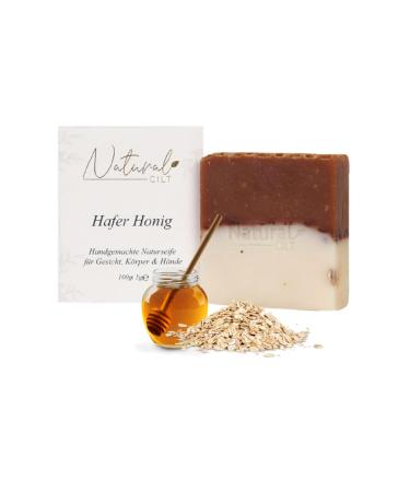 Natural cilt oat honey soap - 100% natural soap - without questionable ingredients - certified - handmade - shower soap for all skin types - shower gel - Natural food metics oats Honey 100 g (1 Pack)