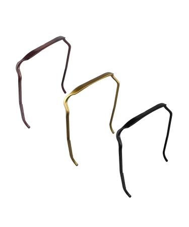 3 Pieces Headbands for Thick Curly Hair Non-slip Invisible Headband Sunglass Design Headwear Accessory Unisex Hair Fixing Tool (Black Brown Rose Gold)