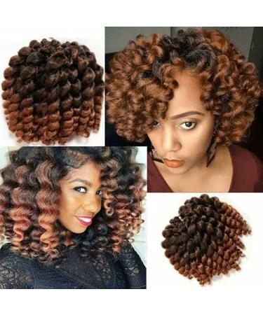 Jumpy Wand Curl Bouncy Crochet Hair Extensions 8 Inch 22 Strands (1B/30 Black to Brown)