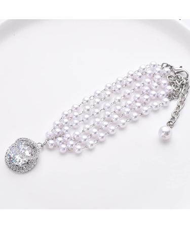 Rayminsino Adjustable Pet Collar with Pearl & Gemstone Diamond Necklace - Stylish Accessories for Cats & Dogs - Buy Online on SooperMarket.com