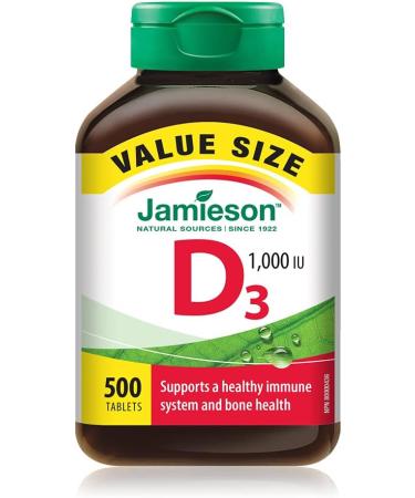 Jamieson No Fishy Aftertaste Extra Strength Omega-3 Mini (200 Count) + Vitamin D 1 000IU (500 Tablets) Omega-3 Mini + Vitamin D3 1 000 IU - Buy Online on SooperMarket.com