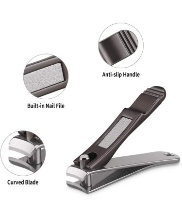 Durable Sharp Nail Clippers Set with Built-in Nail File | Matte Gray | Includes Tin Case - Buy Online on SooperMarket.com