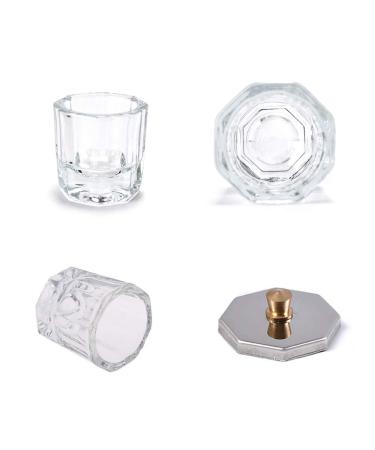 Kalolary 2 Pcs Mini Dappen Dish Set for Nail Acrylic Powder - Glass Crystal Cup with Stainless Steel Lid for Nail Art Manicure - Buy Online on SooperMarket.com