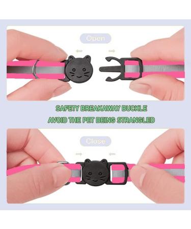 HepplLy 2-Pack Cat Collars - Quick Release Reflective Kitten Collar with Bell (Dark Pink) | International Shipping Available - Buy Online on SooperMarket.com