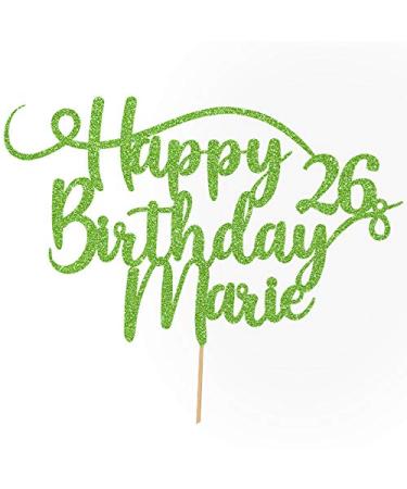 Cakeshop personalized Happy Birthday glitter cake decoration adapted color every name & every old cake decoration for birthday party (green)
