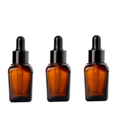 VASANA 3PCS Refillable Thicken Square Amber Glass Essential Oil Dropper Bottles with Glass Eye Dropper Cosmetic Sample Aromatherapy Elite Fluid Jars Travel Containers 10ml/0.34oz