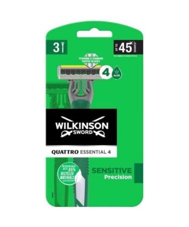 Wilkinson Sword Quattro Titanium Sensitive Men's Disposables Razors x 3 3 Count (Pack of 1)