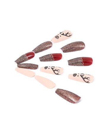 Brishow Coffin Christmas Artificial Nails - 24pcs Press On Long False Nails for Women & Girls - Buy Online on SooperMarket.com