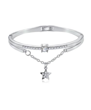 FRCOLOR Star Women Bracelet Women Bracelets Sun and Moon Bracelet Star Hand Jewelry Star Bracelet Gemstone Bracelets Cuff Bracelet Crystal Bead Bracelet Alloy Silver Bracelet Miss Silver 19.5*1.2cm