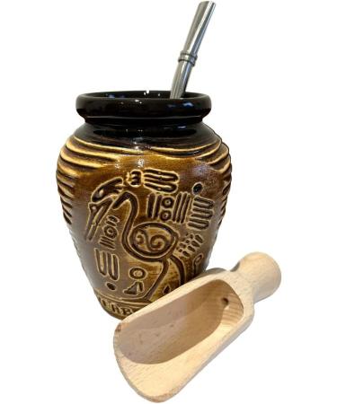YERBA MATE Green STARTER SET Natural Strong Energy Drink Mate Tea Complete Set Begginer's Kit ENERGY Booster Green Mate ENERGY 500g Kit Ceramic Cup Gourd 300ml Bombilla| Wooden Scoop - Buy Online on SooperMarket.com