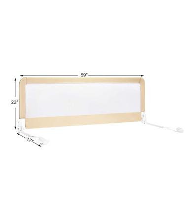Costzon Double Sided Bed Rail Guard  2 Pack  Extra Long Swing Down Safety Guard w/ Straps  Folding Baby Bedrail for Kids Twin Double Full Queen King Mattress  Beige 59 Inch Beige 59 inch (Pack of 2) - Buy Online on SooperMarket.com