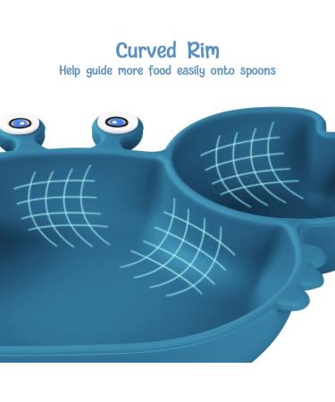 Vicloon Baby Suction Plate - Silicone Toddler Plate for Self Feeding Training - Non Slip Divided Plate for Highchairs - Dark Blue - Buy Online on SooperMarket.com