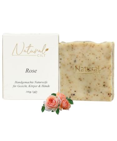 Natural cilt roses soap - 100% natural soap - without questionable ingredients - certified - handmade - shower soap for all skin types - shower gel - Natural food metics 100 g (1 Pack)