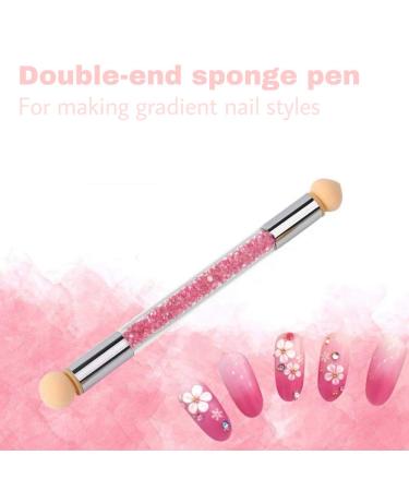 Nail Art Tools Set - Double Head Ombre Sponge Stick & Brush Applicator with 4 Replacement Heads for Perfect Pigment Application - Buy Online on SooperMarket.com