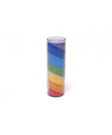 Rainbow Chakra Stearin Candle with Glass neutral in scent burning time 100 hours