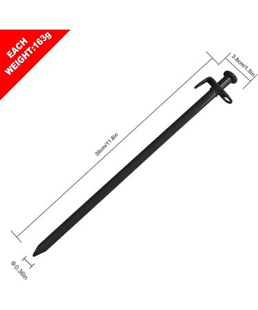 Eurmax USA 12 inch Multiuse Heavy Duty Steel Tent Stakes Tarp Pegs Camping Stakes for Outdoor Camping Canopy and tarp with 4 Ropes 10FT Length(Black) - Buy Online on SooperMarket.com