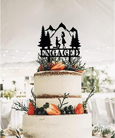 Mountain Engagement Cake Topper Man Proposes To Woman Cake Topper Cake Decorations for Engagement/Bridal Shower/Wedding/Proposal Party - Buy Online on SooperMarket.com