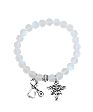 UJIMS Medical Assistant Graduation Gifts MA Stethoscope Charm Bracelet Medical Doctor Nurse Jewelry MA Caduceus Gift MA Stethoscope Bracelet