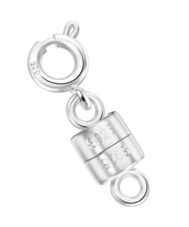 Necklace Clasps and Closures 925 Sterling Silver Mini Magnetic Jewelry Clasp Connector for Bracelets Chain Extender(Made in Italy) 1Pcs Silver