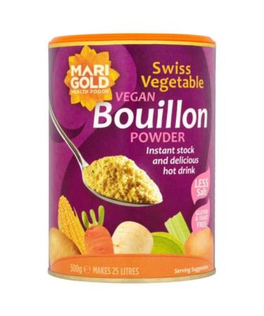 Marigold Health Foods Vegetable Bouillon Powder 500g - Reduced Salt - Vegan & Gluten Free with No Added Yeast - Palm Oil Free - Makes 25 litres - (Pack of 2)