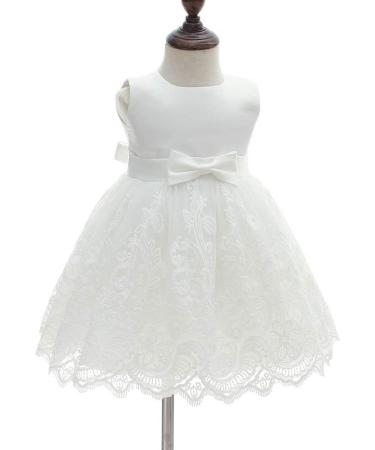 AHAHA Baby Girls White Flower Dress - 12 Months | Perfect for Christening, Wedding & Parties - Buy Online on SooperMarket.com