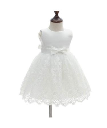 AHAHA Baby Girls Christening Wedding Party Flower Dress White 12 Months