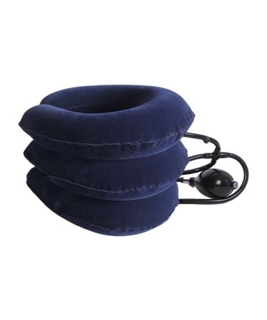 Worparsen Neck Tractor Improve Soreness Cervical Traction Inflatable Safe Convenient Elastic Royal Blue