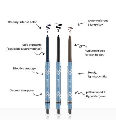 Prime Prometics PrimeEyes Glide Waterproof Gel Cream Eyeliner for Mature Women - Long-Stay, Mess-Proof, Wood (Brown) with Sharpener and Smudger - Buy Online on SooperMarket.com